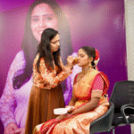 Bridal makeup session at a leading bridal makeup studio in Hyderabad