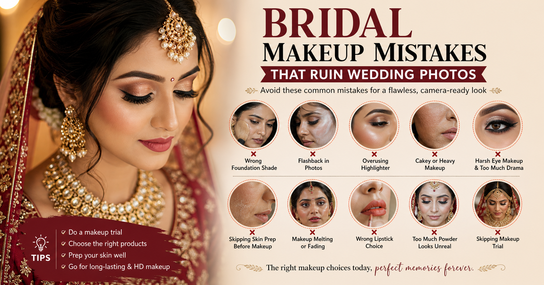 Bridal Makeup Mistakes That Ruin Wedding Photos